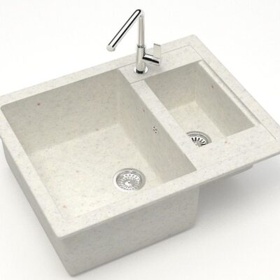 Chiuveta bucatarie Marrbaxx dreptunghiulara 2 cuve alb F019Q7