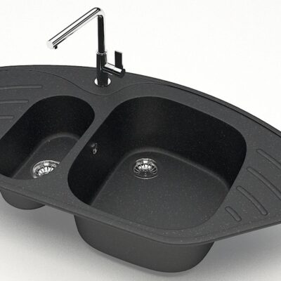 Chiuveta bucatarie Marrbaxx ovala 2 cuve negru F023Q4