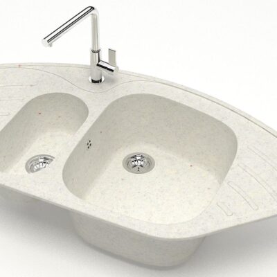 Chiuveta bucatarie Marrbaxx ovala 2 cuve alb F023Q7