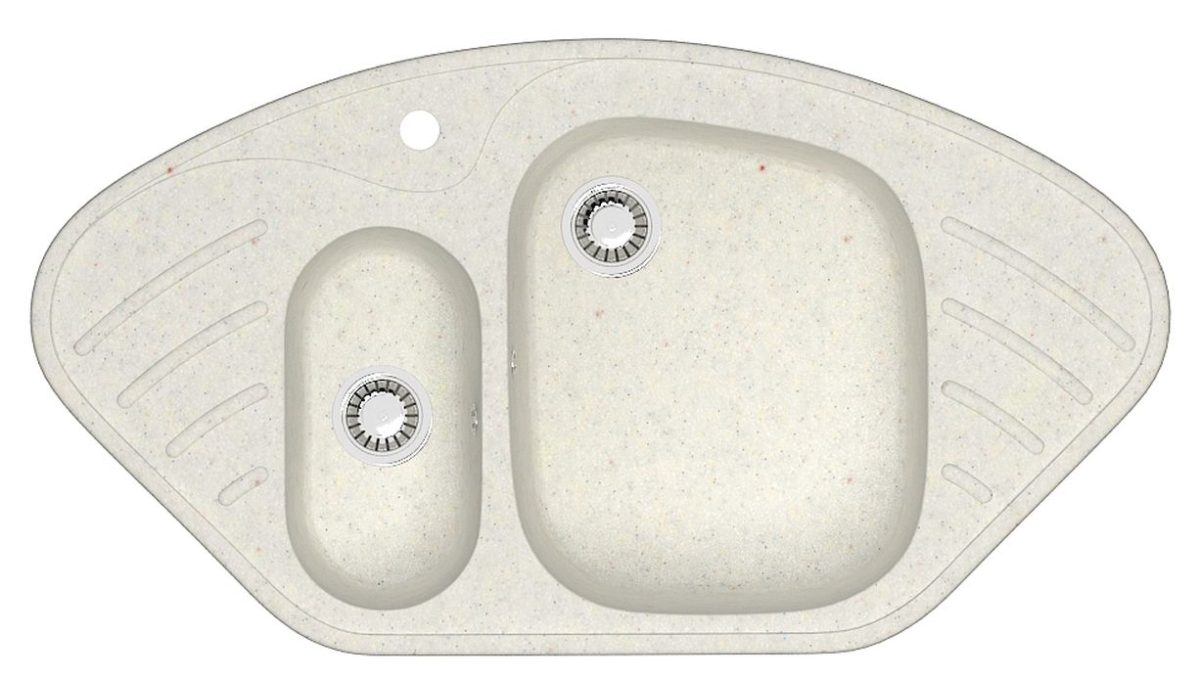 Chiuveta bucatarie Marrbaxx ovala 2 cuve alb F023Q7 - imagine 3