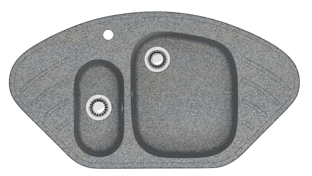 Chiuveta bucatarie Marrbaxx ovala 2 cuve gri F023Q8 - imagine 3