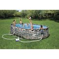 Piscina carcas metal Power Steel Oval (56719BW), 20241L - imagine 2